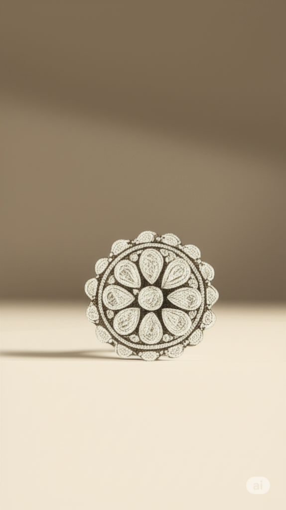 925 Silver Round Floral Ring Studded With White Zirconia Stone. Made With 925 Silver/ Stamped with 925