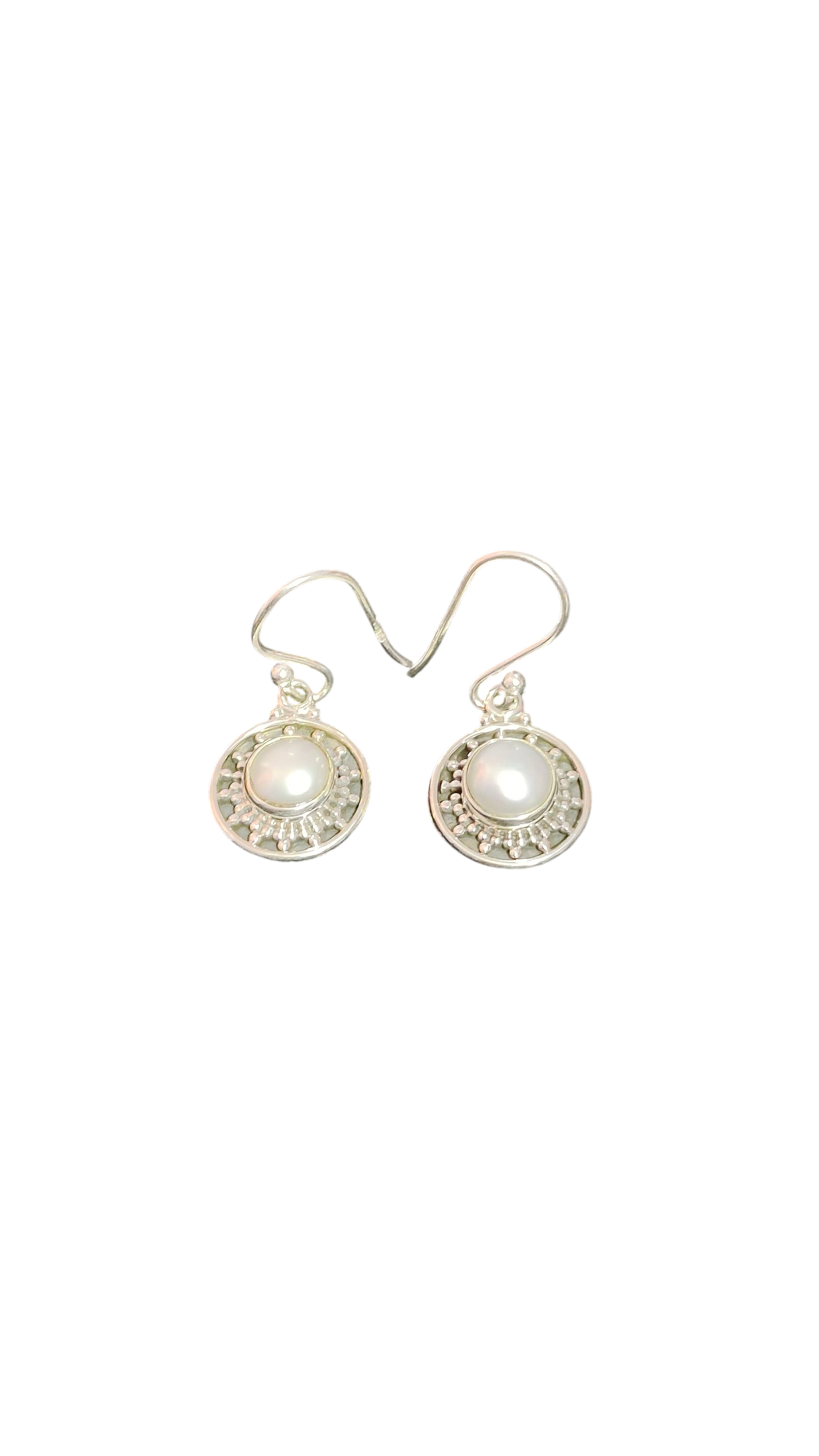 925 Silver Danglers with Luminous White Pearl. Made With 925 Silver/ Stamped with 925