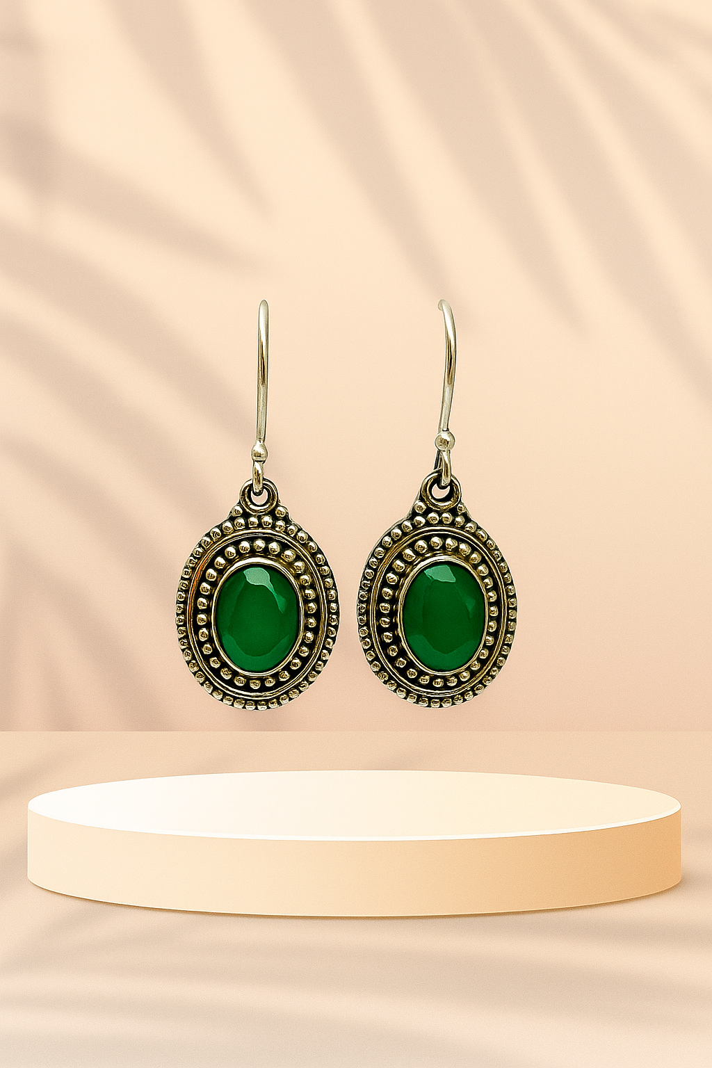 925 Silver Earrings Studded With Onyx Stones. Made With 925 Silver/ Stamped with 925