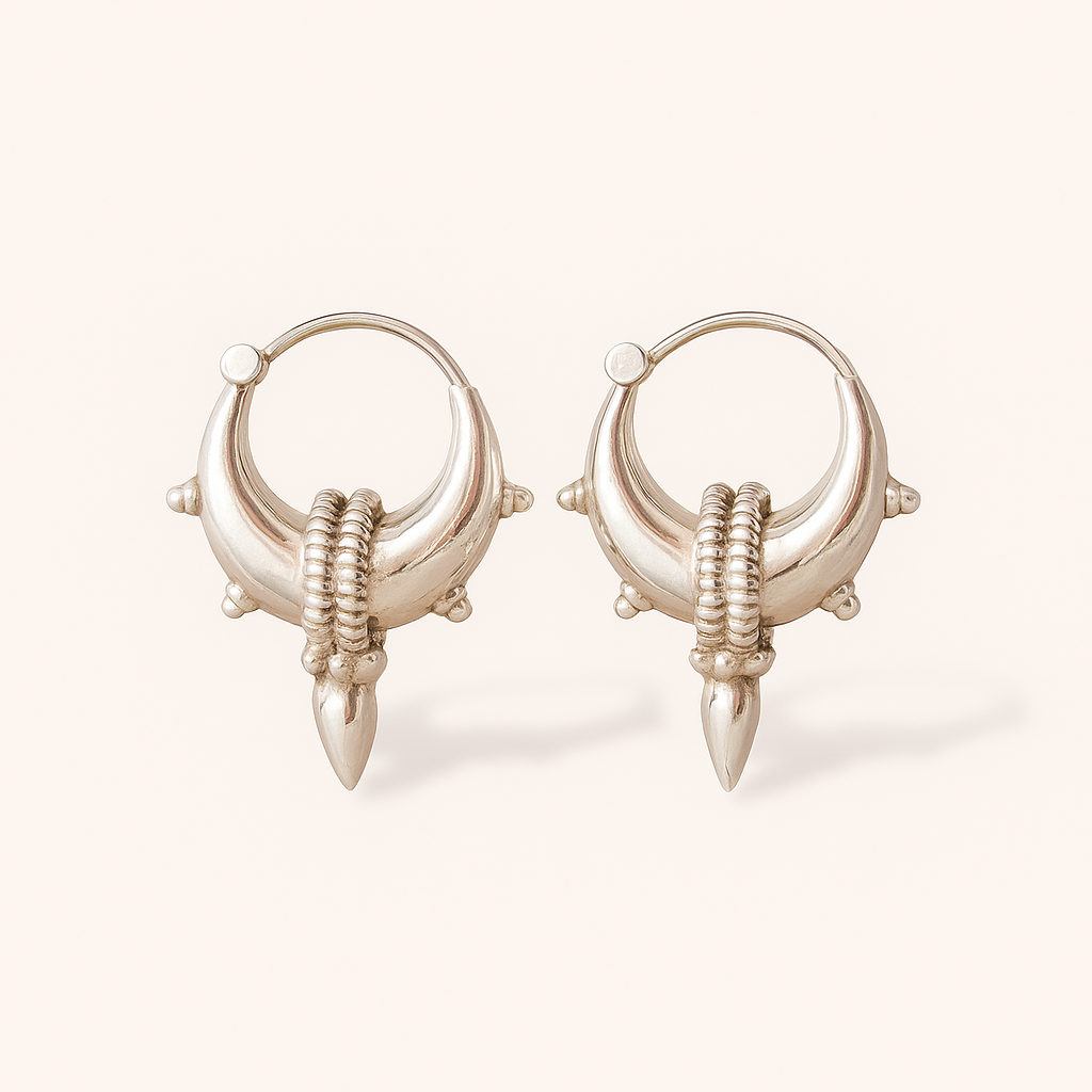 925 Silver Designer Hoops. Made With 925 Silver/ Stamped with 925