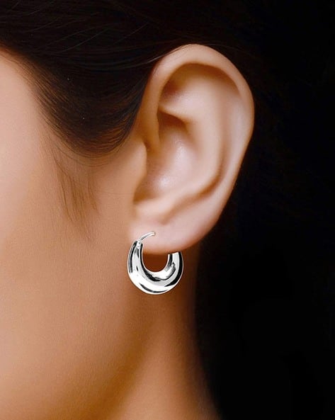 925 Silver Plain Hoop Earrings. Made With 925 Silver/ Stamped with 925