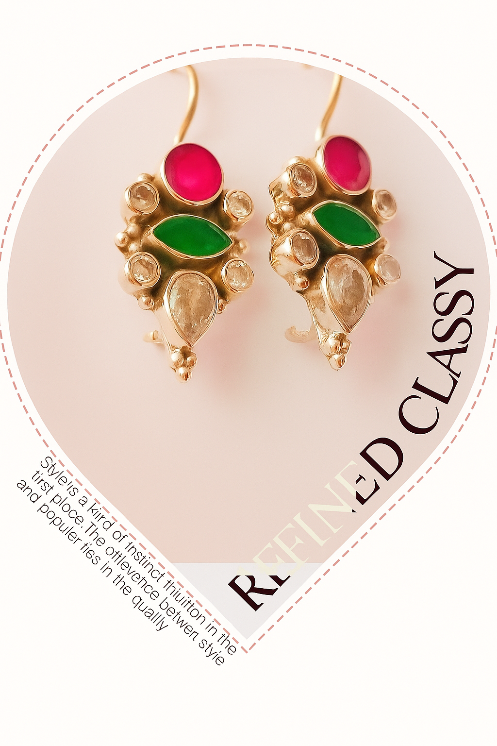 925 Silver Earrings Adorned With Zirconia, Garnet & Onyx Stones. Made With 925 Silver/ Stamped with 925