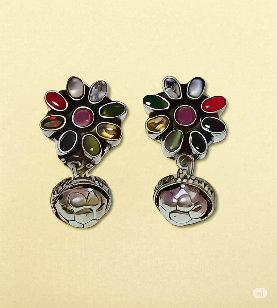 Radiant Nine-Stone Sterling Silver Studs. Made With 925 Silver/ Stamped with 925