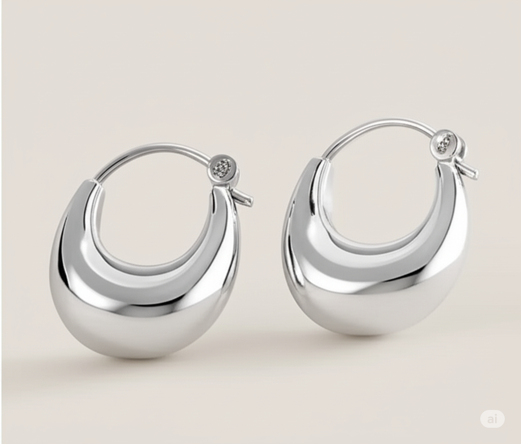 925 Silver Plain Hoop Earrings. Made With 925 Silver/ Stamped with 925