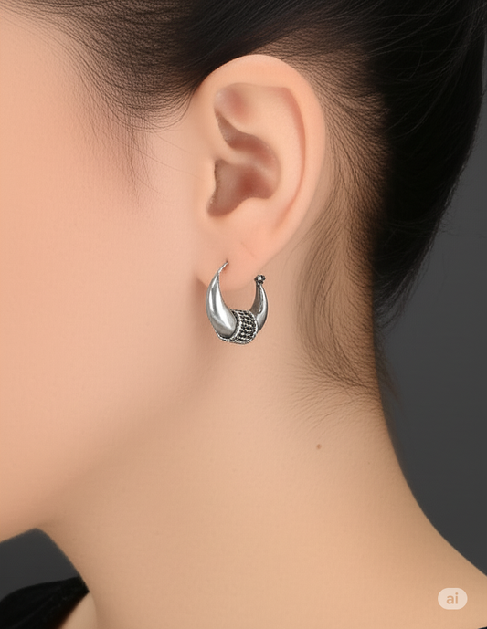 925 Silver Designer Hoop Earrings. Made With 925 Silver/ Stamped with 925